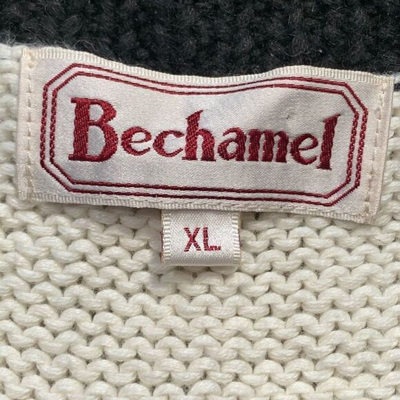 Vintage Bechamel Printed Knit Sweater Vest Winter Pine Cone Knit Sweater Zip Up - Picture 7 of 11